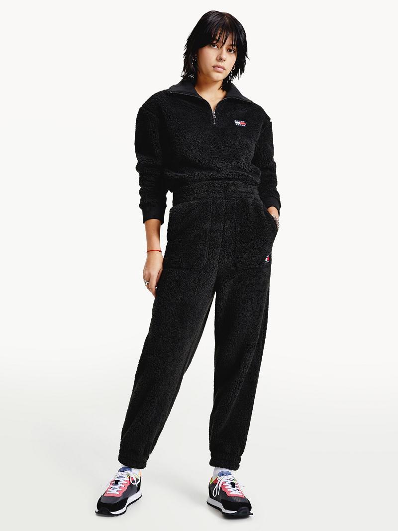 Női Tommy Hilfiger Recycled Fleece Sweatpant Nadrág Fekete | HU 248NWY